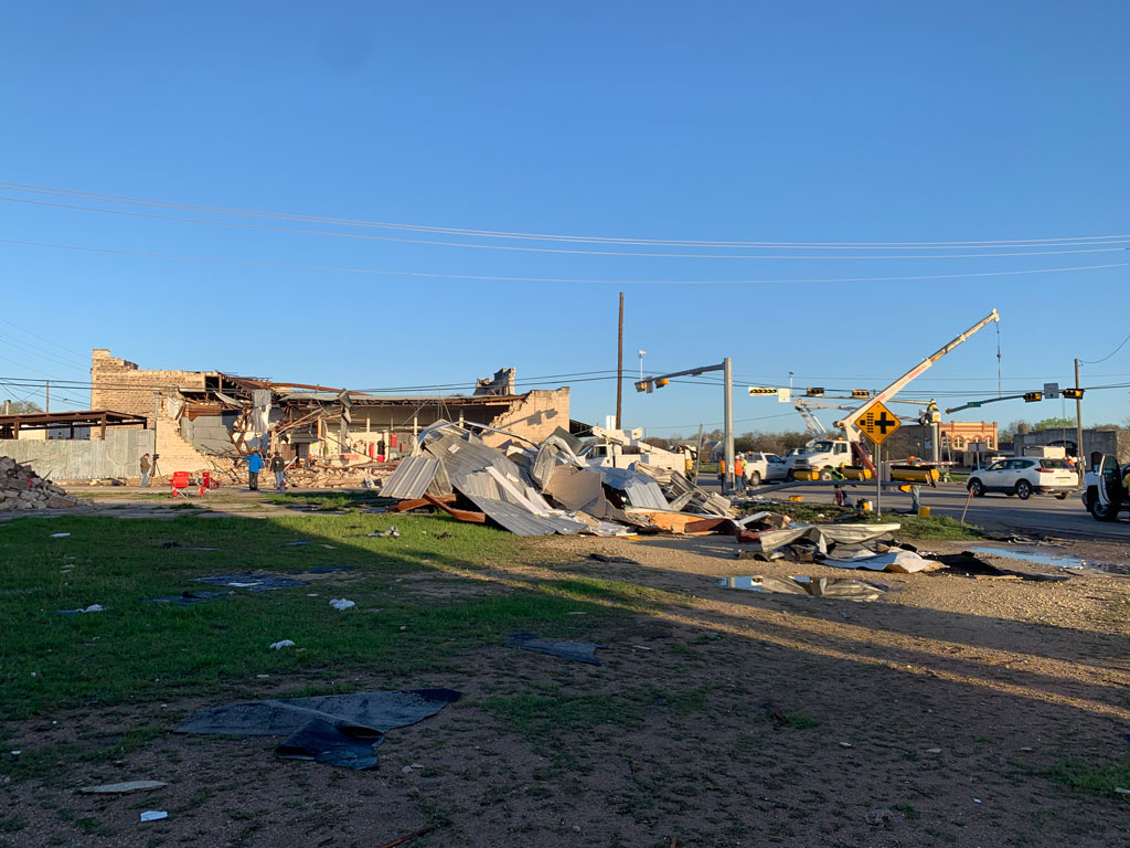 Storm damages Bertram buildings