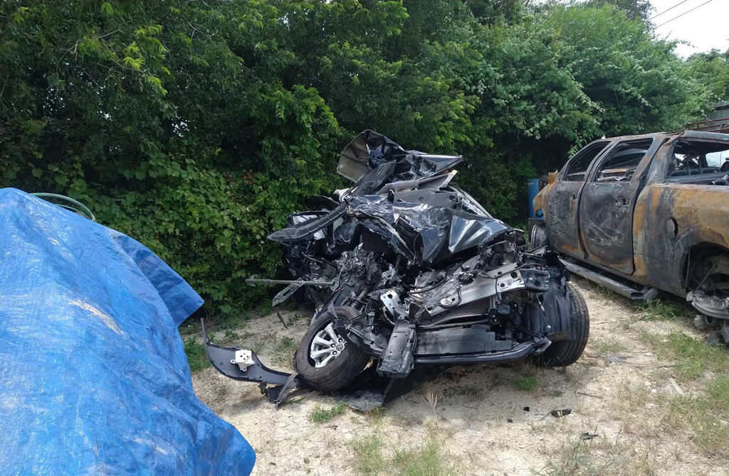 Shadi Long's wrecked car