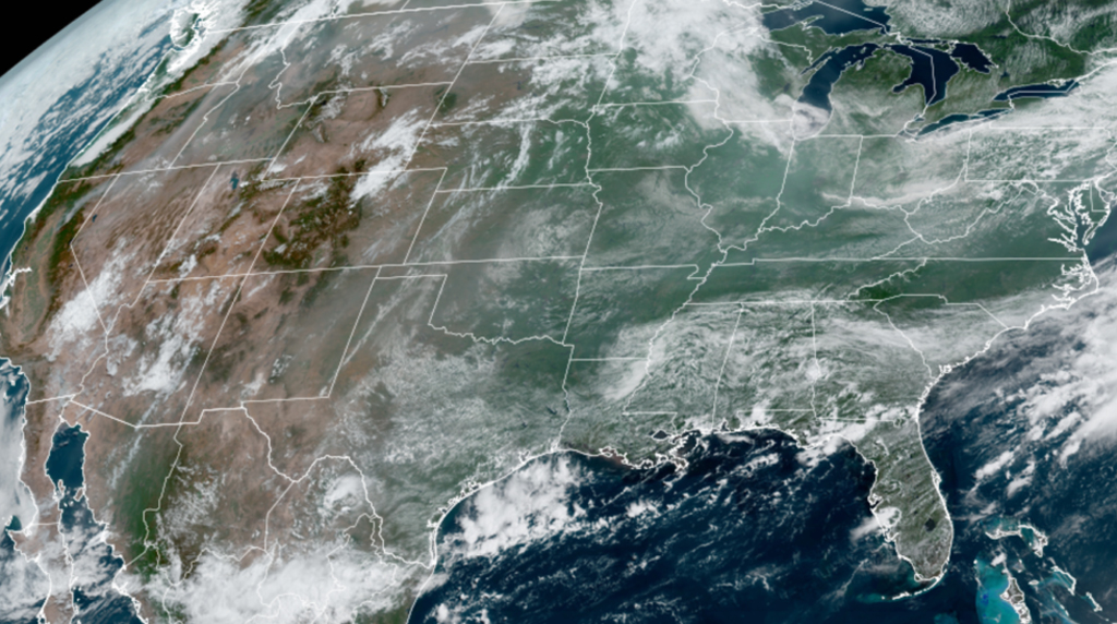 Smoke from wildfires over the United States