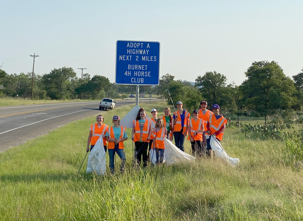 Burnet 4-H Horse Club adopts FM 1980 in service project