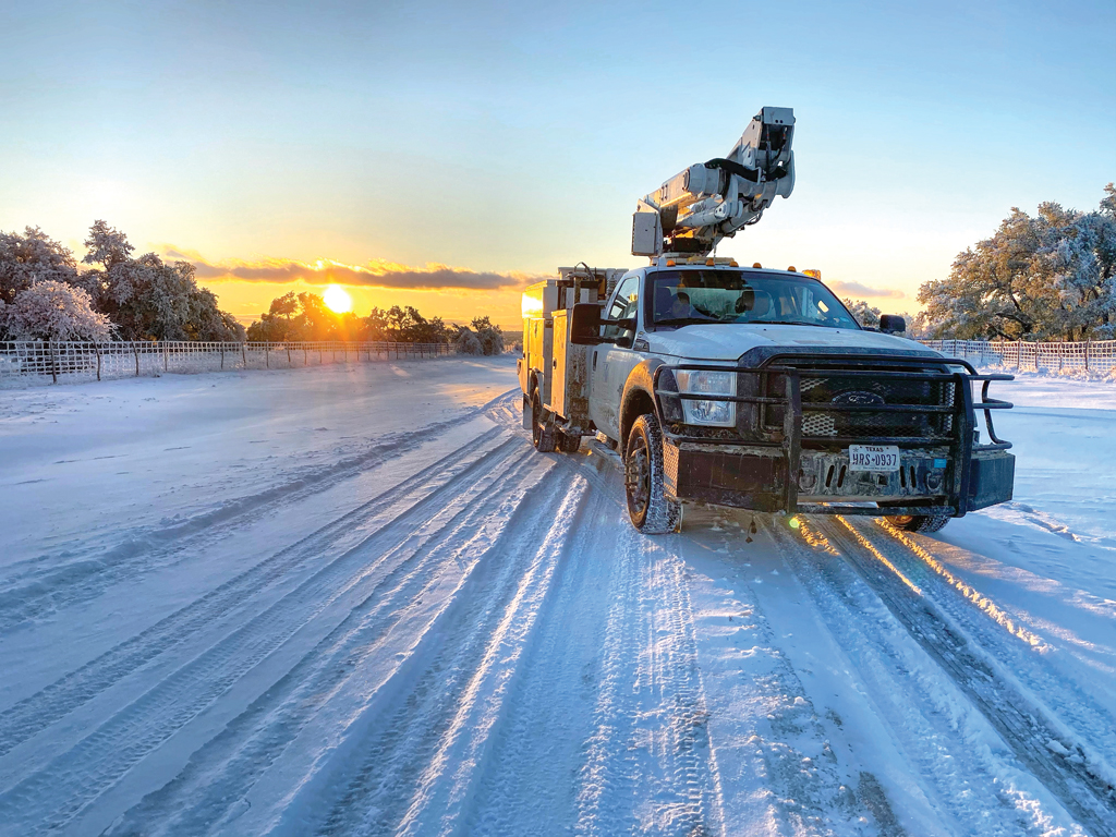 Pedernales Electric Cooperative linemen during winter storm Uri