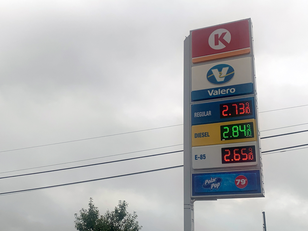 Gas prices at the Circle K/Valero station in Burnet on Aug. 2, 2021