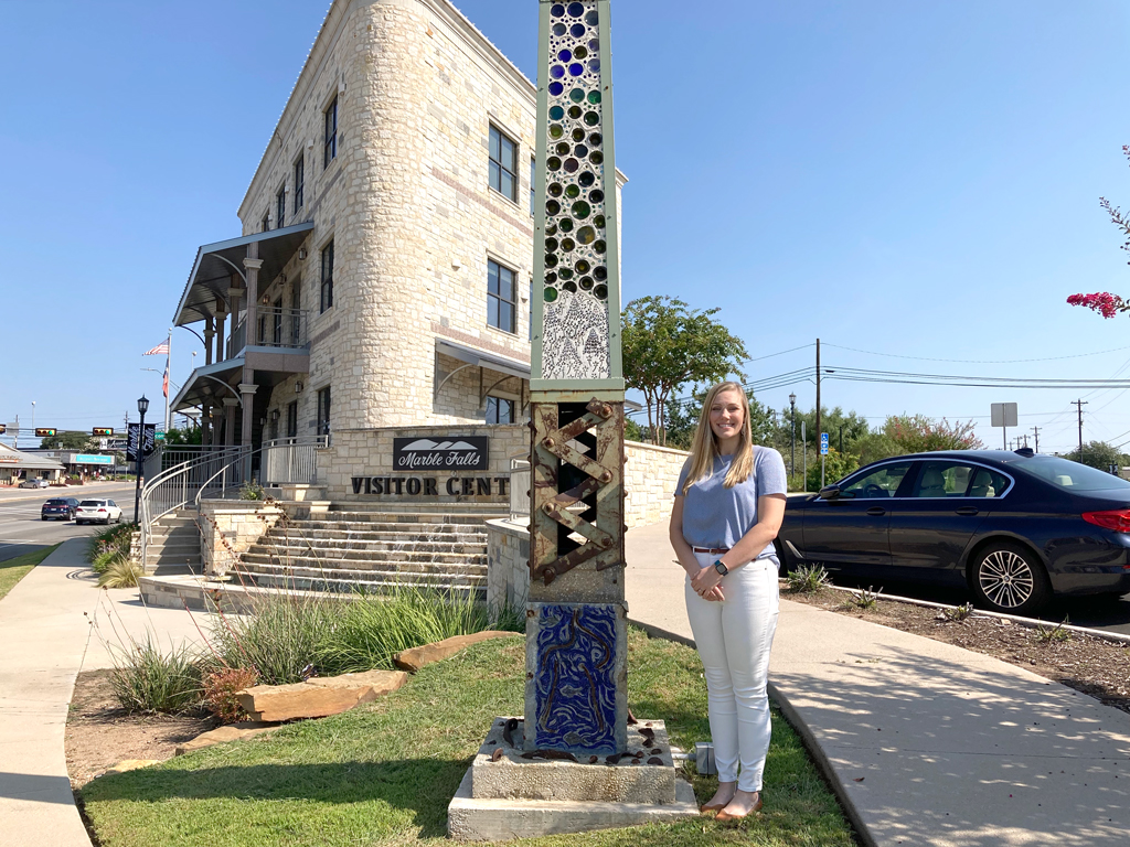 Kayla Gostnell, the new director of tourism and sales for the Marble Falls/Lake LBJ Chamber of Commerce and Convention and Visitors Bureau