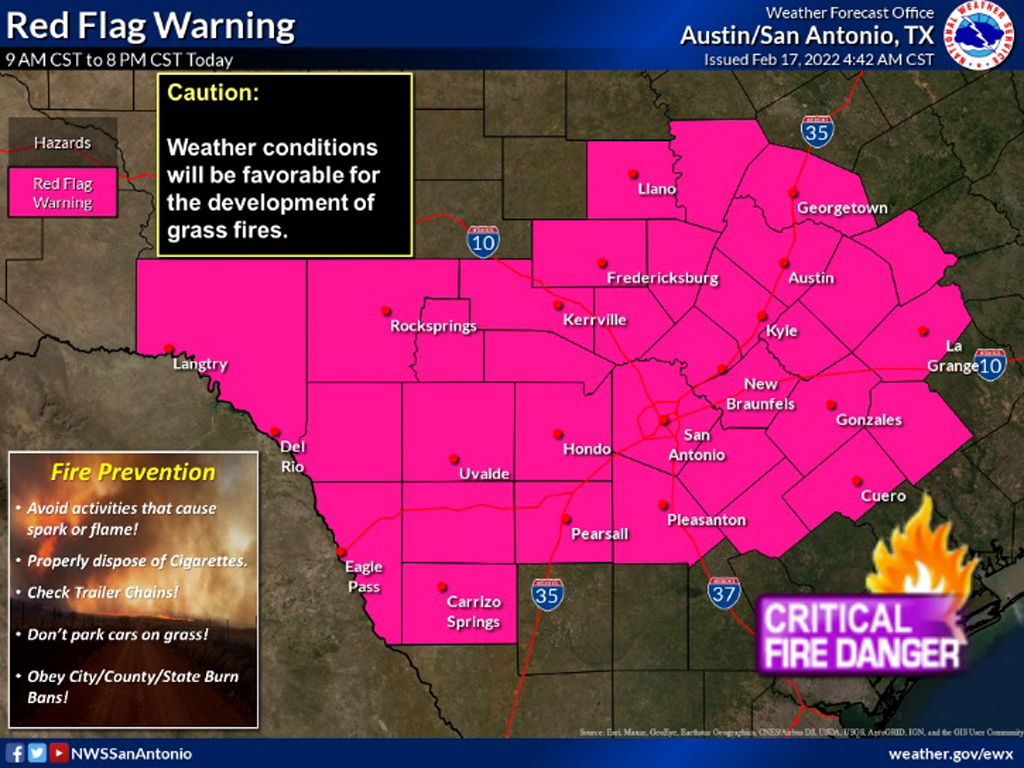 National Weather Service issued a red flag warning Feb. 17, 2022