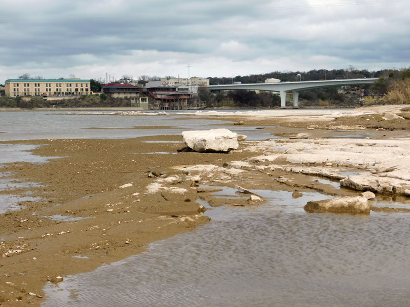 Lake Marble Falls drawdown in 2019