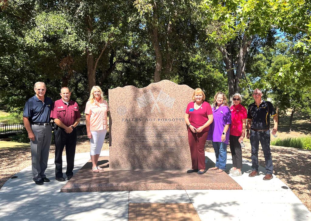 Rotary members at veterans memorial in Marble Falls
