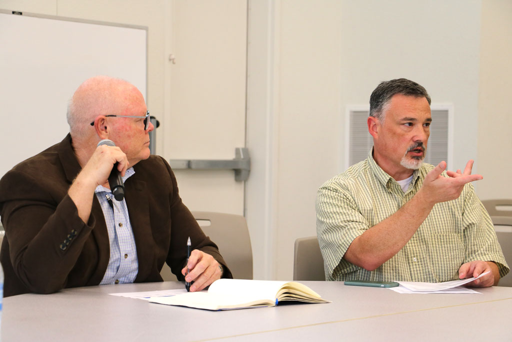 Marble Falls Mayor Dave Rhodes (left) and Finance Director Jeff Lazenby