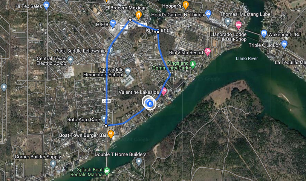 Kingsland Christmas parade route
