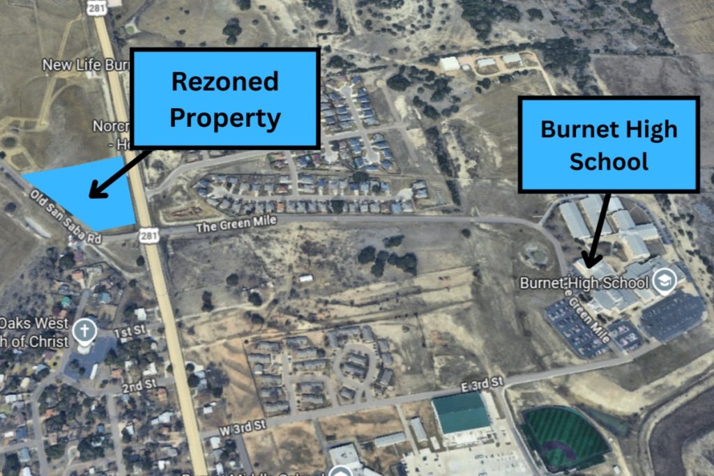 Google image map of Burnet