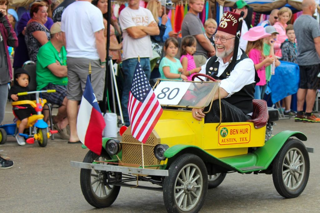 Bluebonnet Festival parade tiny car