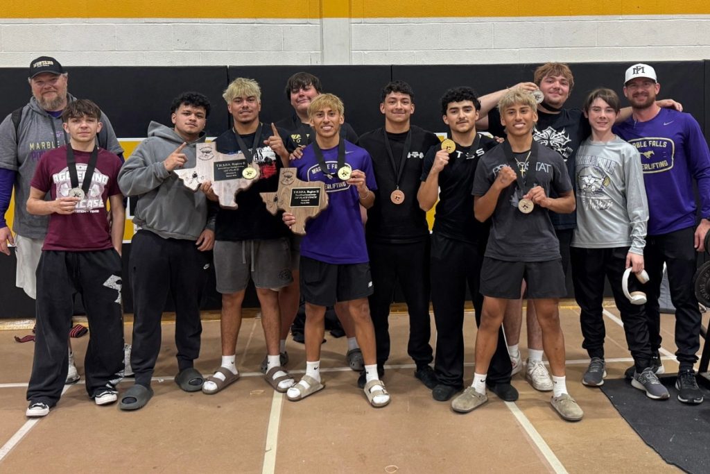 Marble Falls High School boys powerlifting team