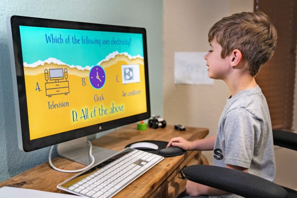 kid at computer