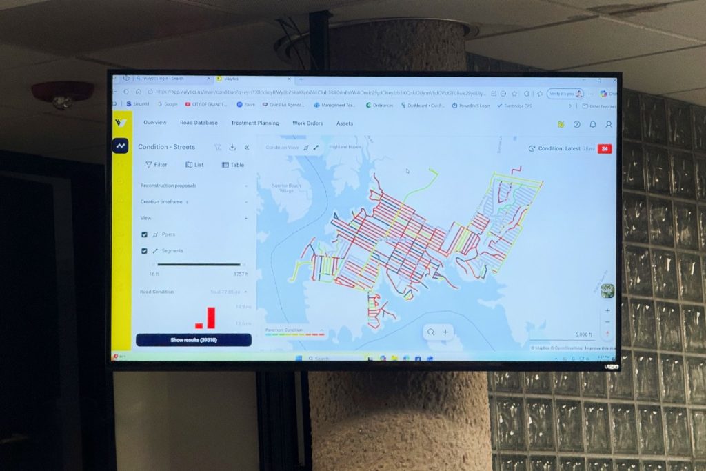 Granite Shoals streets map on tv screen