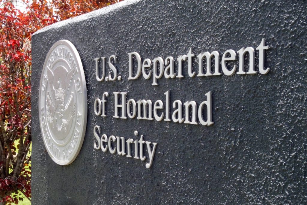 US Department of Homeland Security sign
