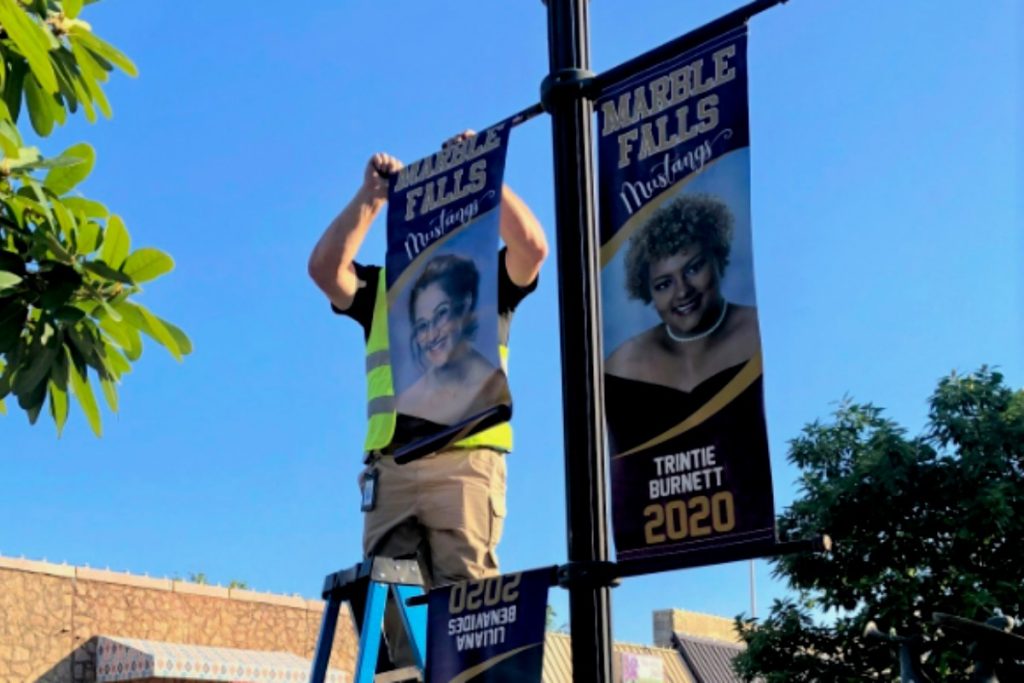 2020 Senior banners in downtown Marble Falls