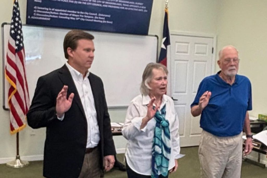 Three members of Meadowlakes City Council take their oaths of office on Tuesday, May 12. 