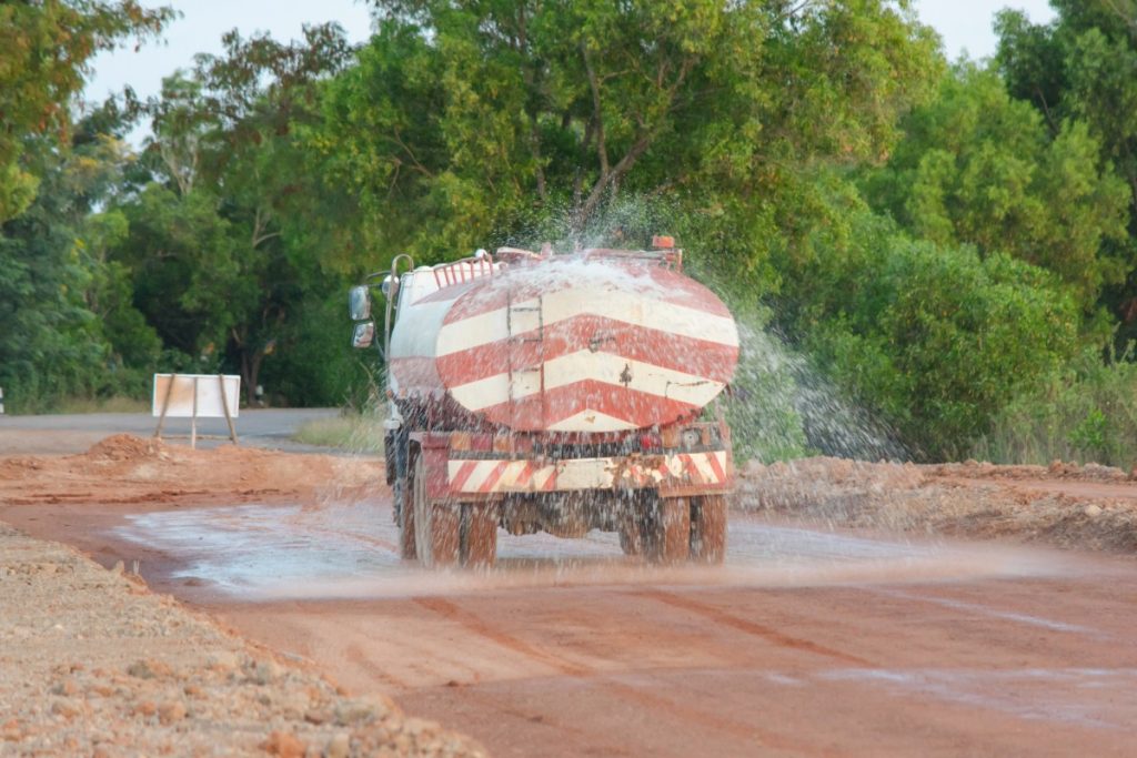 water truck spraying water