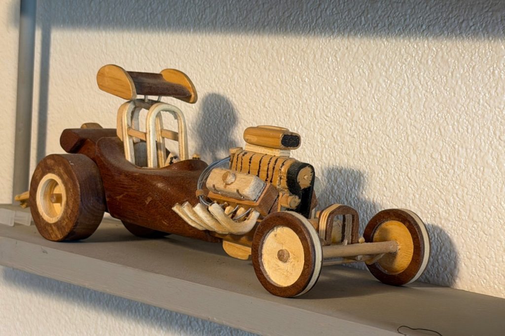 carved wooden car